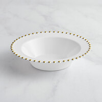 Visions 14 oz. White Round Plastic Bowl with Gold Beaded Rim - 120/Case