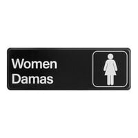 Lavex 9" x 3" Black and White Women's / Damas Restroom Sign