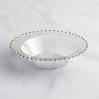 Visions 14 oz. Clear Round Plastic Bowl with Gold Beaded Rim - 12/Case