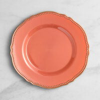 Visions 10" Terra Cotta Round Plastic Plate with Gold Vintage Rim - 120/Case