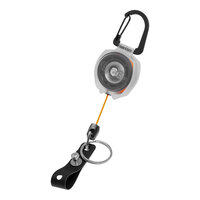 KEY-BAK Sidekick Super-Duty Clear Keychain / ID Badge Holder with Carabiner, Dual Industrial-Grade ID Strap / Split Ring, and 24" Orange Dupont Kevlar® Retractable Cord 0KB12-5D254