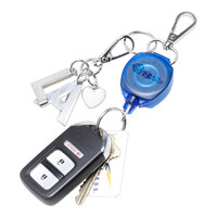 KEY-BAK Snapback Translucent Blue Keychain with Lobster Clasp, Split Rings, and 24" Dupont Kevlar® Retractable Cord 0KW1-0E54