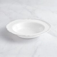 Visions 10 oz. White Round Plastic Bowl with Silver Vintage Rim - 12/Case