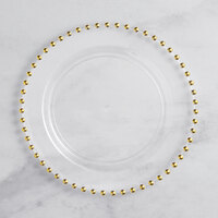 Visions 7 1/2" Clear Round Plastic Plate with Gold Beaded Rim - 120/Case