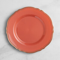 Visions 7 1/2" Terra Cotta Round Plastic Plate with Gold Vintage Rim - 120/Case