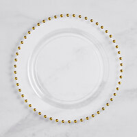 Visions 10" Clear Round Plastic Plate with Gold Beaded Rim - 120/Case