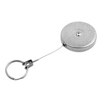 KEY-BAK Industrial Heavy-Duty Chrome-Plated Steel Equipment Tether with Plain Back, Split Ring, and 48" Retractable Stainless Steel Cable 0481-002