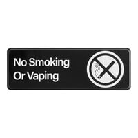 Lavex 9" x 3" Black and White No Smoking or Vaping Sign