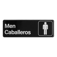 Lavex 9" x 3" Black and White Men's / Caballeros Restroom Sign