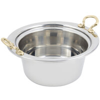 Bon Chef 5250HR 10" x 9" x 5" Stainless Steel 2 Qt. Plain Design Casserole Food Pan with Round Brass Handles