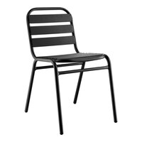 Lancaster Table & Seating Black Powder-Coated Steel Outdoor Side Chair
