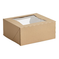 Southern Champion 9" x 9" x 4" Kraft Automatic Cake / Bakery Box with Window - 150/Case