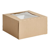 Southern Champion 8" x 8" x 4" Kraft Automatic Cake / Bakery Box with Window - 150/Case