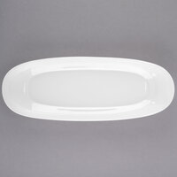 Libbey Slenda 14" x 5 1/2" Oval Royal Rideau White Long Porcelain Plate - Sample