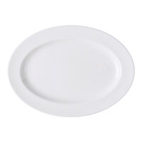 Libbey Slenda 11 1/2" x 8 3/8" Oval Royal Rideau White Wide Rim Porcelain Platter - Sample