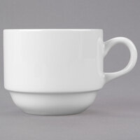 Libbey Slenda 9 oz. Royal Rideau White Stacking Porcelain Tea Cup - Sample