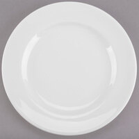 Libbey Slenda 6 3/4" Round Royal Rideau White Wide Rim Footed Porcelain Plate - Sample