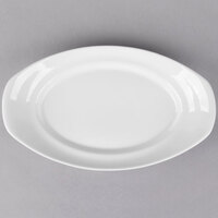 Libbey Slenda 14" x 8 1/4" Oval Royal Rideau White Footed Porcelain Handle Platter - Sample