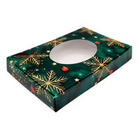 7 1/8" x 4 3/8" x 1 1/8" 1-Piece 1/2 lb. Green Holiday Candy Box with Oval Window - 250/Case