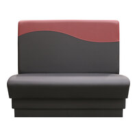 QA Group Olympic 60" Long Burgundy Wave Single Back Booth - 42" High