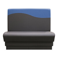 QA Group Olympic 48" Long Dark Blue Wave Single Back Booth - 42" High