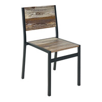 BFM Seating Chester Sand Black Powder-Coated Steel Standard Height Side Chair with Relic Farm House Seat and Back