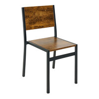 BFM Seating Chester Sand Black Powder-Coated Steel Standard Height Side Chair with Relic Vintage Walnut Seat and Back