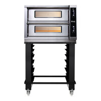 Moretti Forni iD 72.72 39" x 45 1/2" Electric Double Deck Pizza Oven with Stand and Tray Holder Slides - 208V, 1 Phase, 12 kW