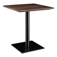 Lancaster Table & Seating Excalibur 28" Square Standard Height Table with Textured Walnut Finish and Square Base Plate