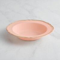 Visions 10 oz. Blush Round Plastic Bowl with Gold Vintage Rim - 12/Case