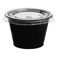 Choice 2.5 oz. Black Plastic Souffle Cup / Portion Cup with PET Plastic Lid - 100/Case