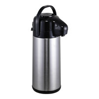 Complements from Steelite International 2.5 Liter Stainless Steel Finish Glass Lined Vacuum Insulated Plastic Airpot with Pump 7401MM143 - 6/Case