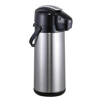 Complements from Steelite International 2.5 Liter Stainless Steel Finish Glass Lined Vacuum Insulated Plastic Airpot with Lever 7401MM142 - 6/Case