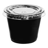 Choice 5.5 oz. Black Plastic Souffle Cup / Portion Cup with PET Plastic Lid - 100/Case