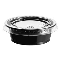 Choice 1.5 oz. Black Plastic Souffle Cup / Portion Cup with PET Plastic Lid - 100/Case