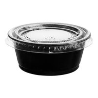 Choice 3.25 oz. Black Plastic Souffle Cup / Portion Cup with PET Plastic Lid - 100/Case