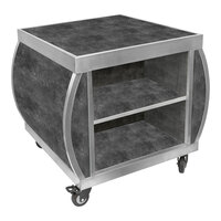 Eastern Tabletop Curved HUB 37" x 31 1/2" x 33 7/8" Charcoal Laminate Bulge Cart with Stainless Steel Edge ST5268C