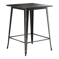 Lancaster Table & Seating Alloy 32" x 32" Distressed Copper Bar Height Outdoor Table
