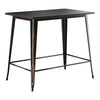 Lancaster Table & Seating Alloy 48" x 30" Rectangular Distressed Copper Bar Height Outdoor Table