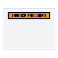 Lavex 5 1/2" x 7" 2 Mil Orange Panel Face Printed Polyethylene Invoice Enclosed Envelope - 1000/Case