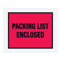 Lavex 5 1/2" x 7" 2 Mil Red Full Face Printed Polyethylene Packing List Envelope - 1000/Case