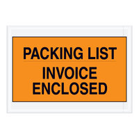 Lavex 7" x 10" 2 Mil Orange Full Face Printed Polyethylene Packing List / Invoice Enclosed Envelope - 1000/Case