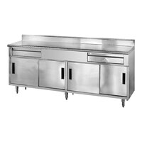 Advance Tabco SDRC-306 30" x 72" 14 Gauge Enclosed Base Stainless Steel Work Table with 2 Drawers, 4 Sliding Doors and 5" Backsplash