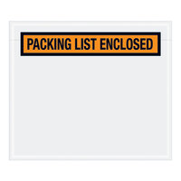 Lavex 6" x 7" 2 Mil Orange Panel Face Printed Polyethylene Packing List Envelope - 1000/Case