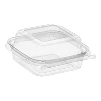 Inline Plastics Safe-T-Fresh 25 oz. Tamper-Resistant, Tamper-Evident Square Hinged Container with Dome Lid - 272/Case