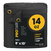 ProTarp 8' x 10' Gray Heavy-Duty 14 oz. Poly Canvas Tarp with Reinforced Edges PT-301-8X10