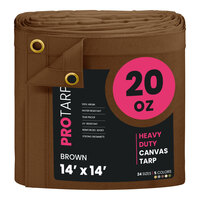 ProTarp 14' x 14' Brown Extreme Heavy-Duty 20 oz. Poly Canvas Tarp with Reinforced Edges PT-402-14X14