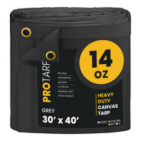 ProTarp 30' x 40' Gray Heavy-Duty 14 oz. Poly Canvas Tarp with Reinforced Edges PT-301-30X40