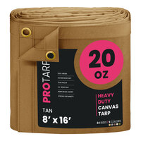 ProTarp 8' x 16' Tan Extreme Heavy-Duty 20 oz. Poly Canvas Tarp with Reinforced Edges PT-405-8X16