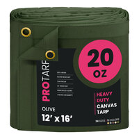 ProTarp 12' x 16' Olive Extreme Heavy-Duty 20 oz. Poly Canvas Tarp with Reinforced Edges PT-403-12X16
